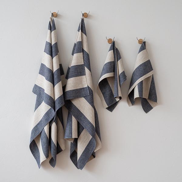 linenme Linen Towel Set Indigo Natural Venice