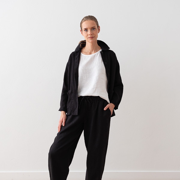 linenme Linen Trousers Black Tokyo