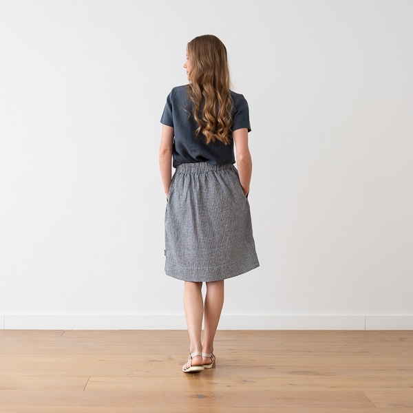 Linenme Linen V Neck Blouse Smoke Blue Luna