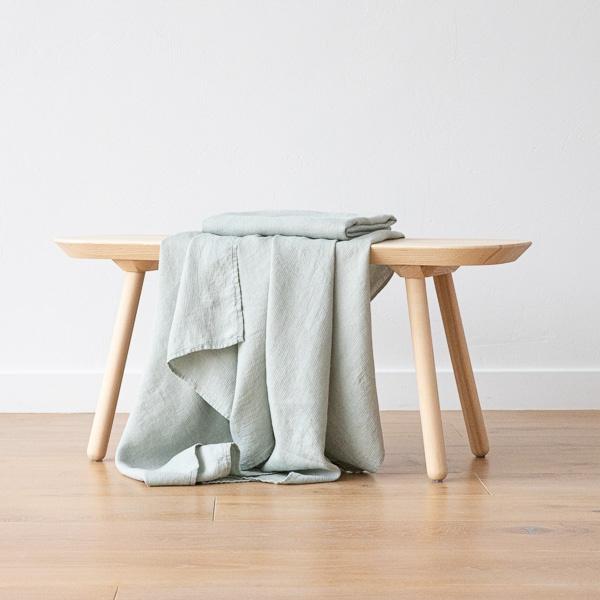 Linenme Linen Waffle Bath Towel Sea Foam