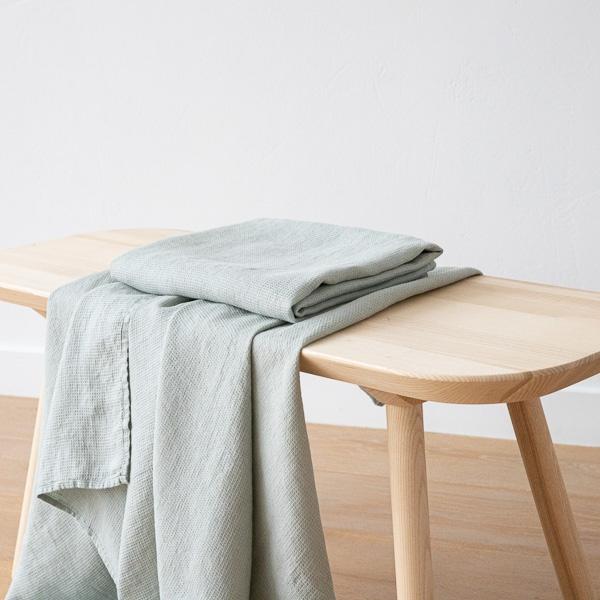linenme Linen Waffle Bath Towel Sea Foam