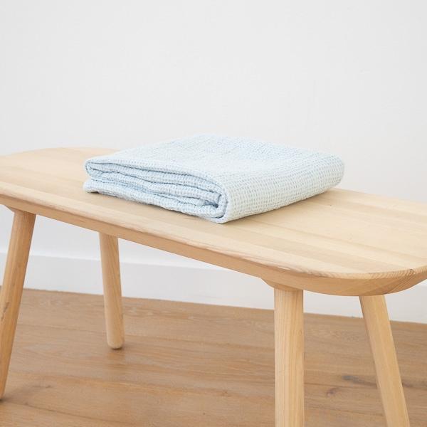 Linenme Linen Waffle Big Bath Towel Ice Blue