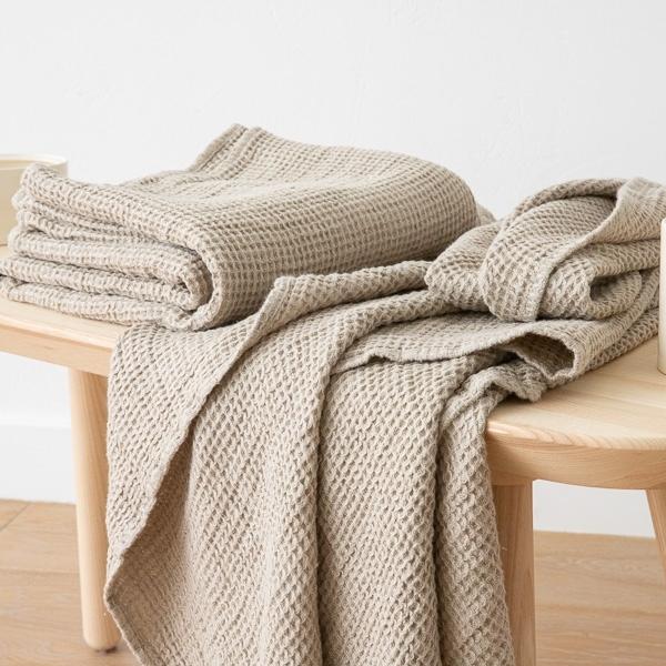 Linenme Linen Waffle Big Bath Towel Natural
