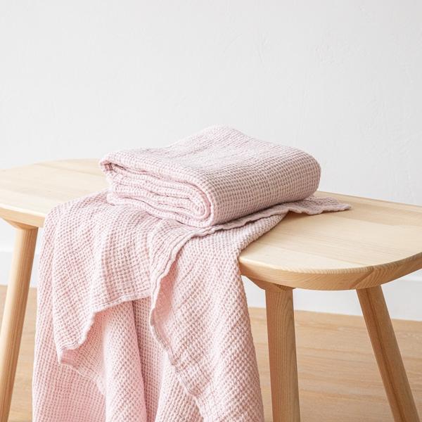 Linenme Linen Waffle Big Bath Towel Rosa