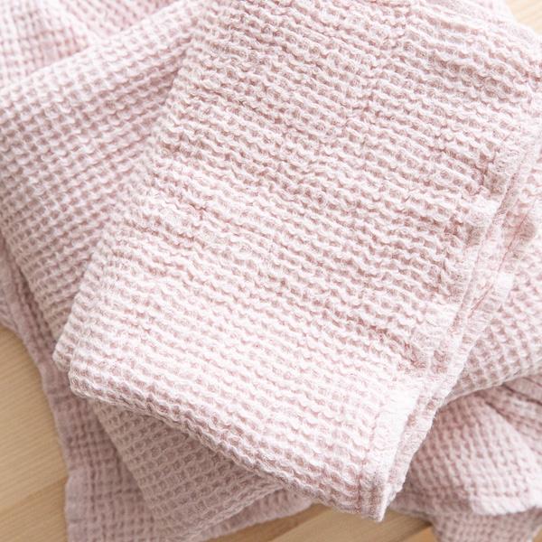 Linenme Linen Waffle Big Bath Towel Set Rosa
