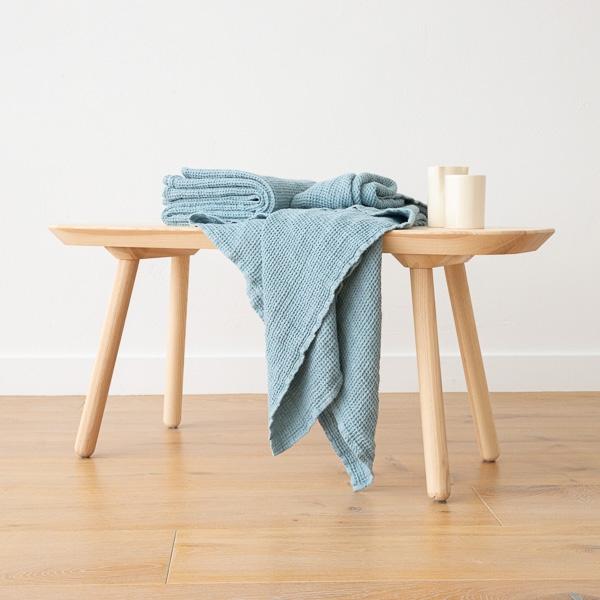 Linenme Linen Waffle Big Bath Towel Stone Blue