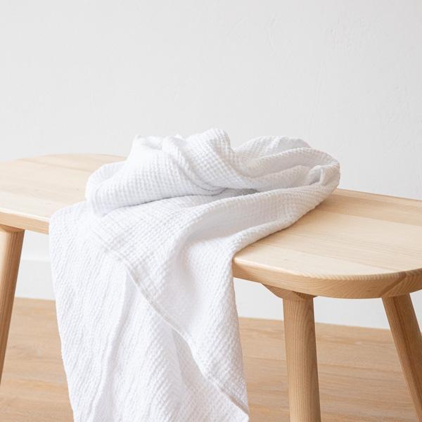Linenme Linen Waffle Big Bath Towel White