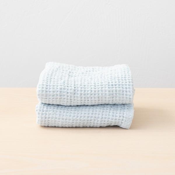 linenme Linen Waffle Big Hand Towel Set Ice Blue