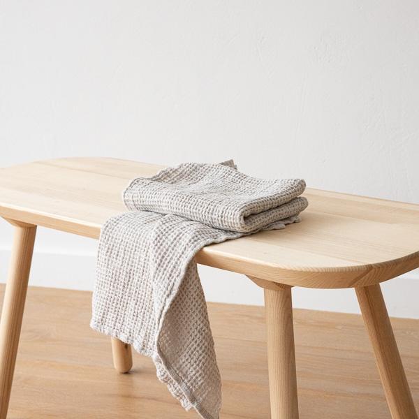 Linenme Linen Waffle Big Hand Towel Set Silver