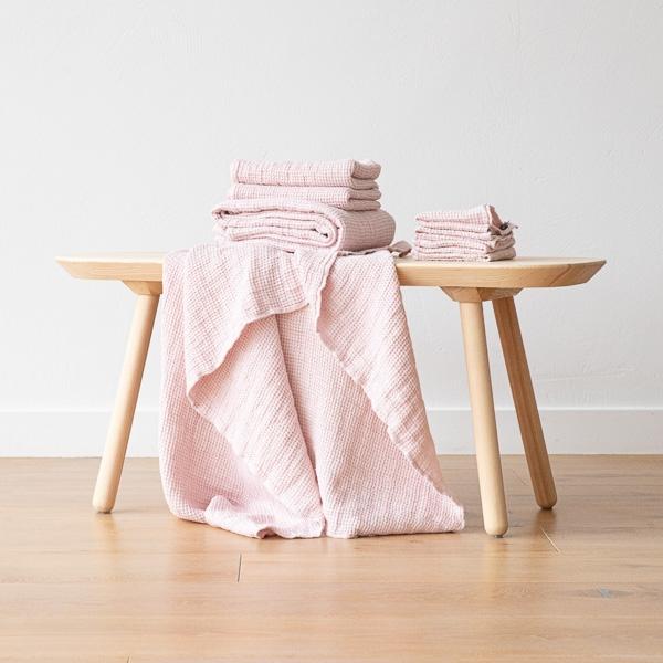 Linenme Linen Waffle Big Set Of 4 Wash Cloth Rosa