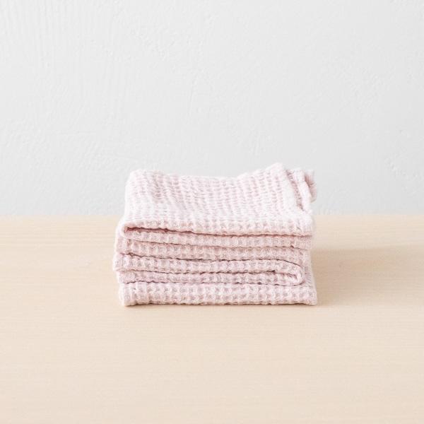 linenme Linen Waffle Big Set of 4 Wash Cloth Rosa