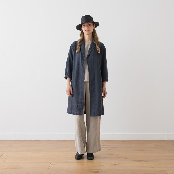 Linenme Long Linen Jacket Olive Green Kyoto