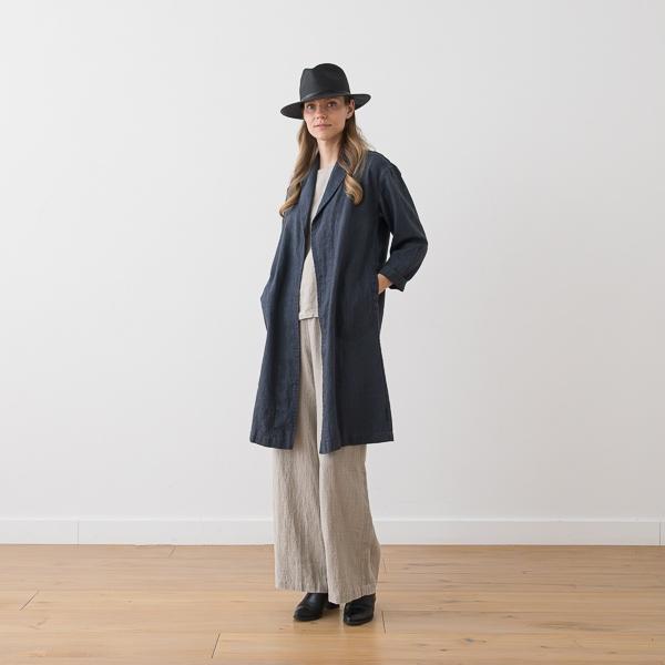 Linenme Long Linen Jacket Olive Green Kyoto