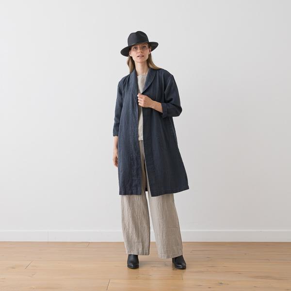 Linenme Long Linen Jacket Olive Green Kyoto