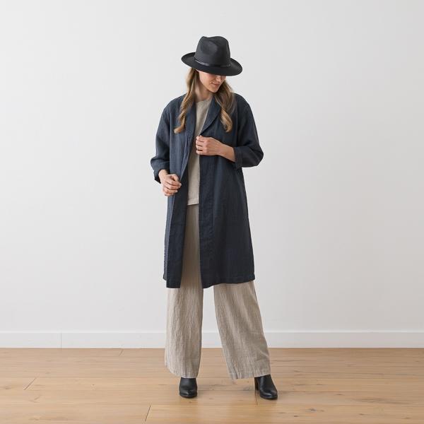 linenme Long Linen Jacket Olive Green Kyoto