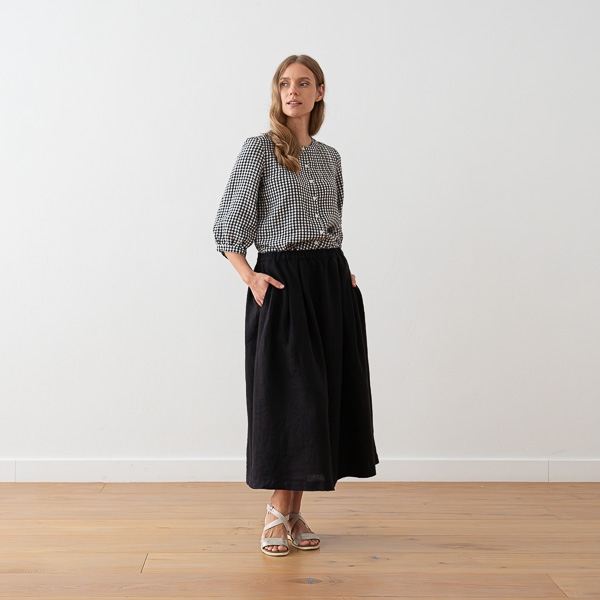 Linenme Long Linen Skirt Antique Gold Tokyo