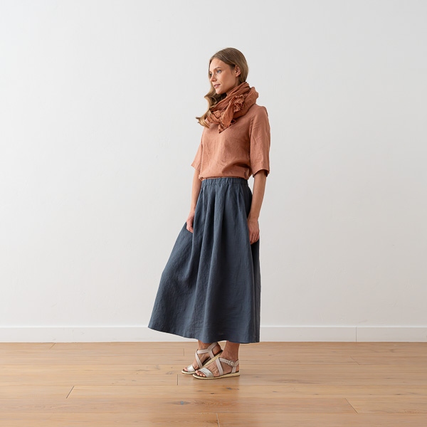 Linenme Long Linen Skirt Antique Gold Tokyo