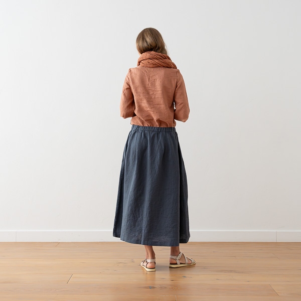 Linenme Long Linen Skirt Antique Gold Tokyo
