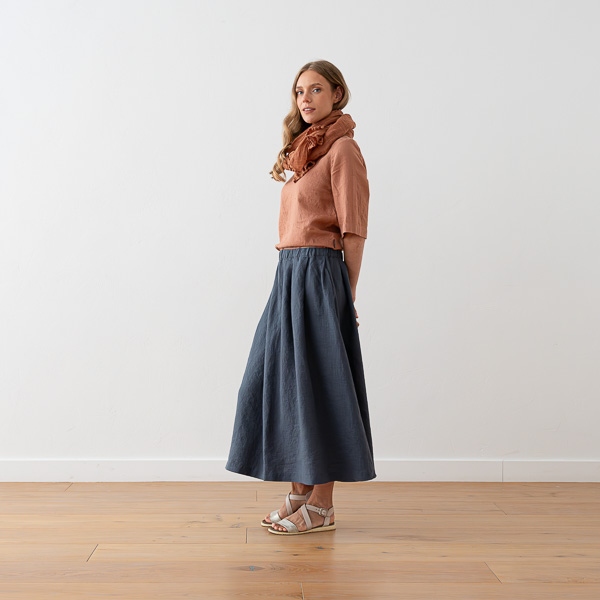 Linenme Long Linen Skirt Antique Gold Tokyo