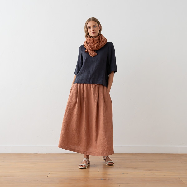 Linenme Long Linen Skirt Antique Gold Tokyo