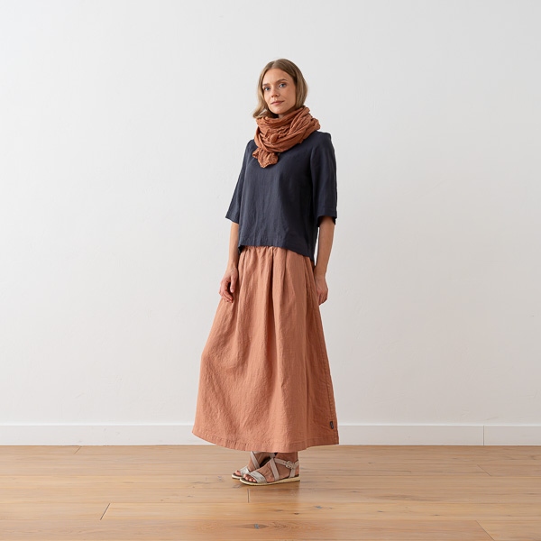 Linenme Long Linen Skirt Antique Gold Tokyo