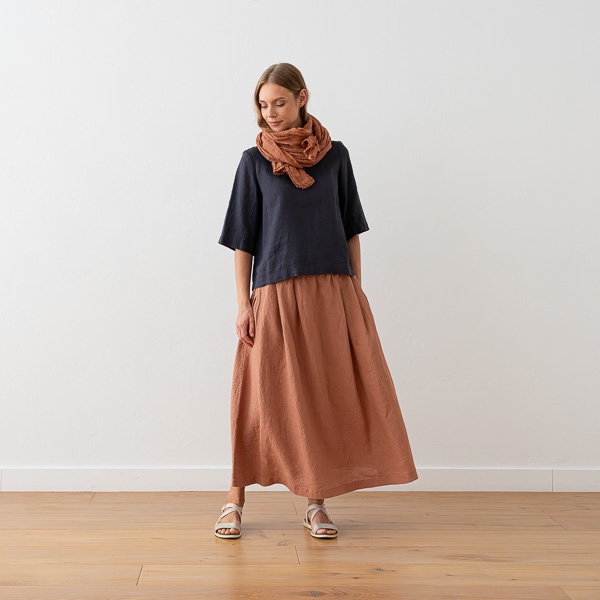 linenme Long Linen Skirt Antique Gold Tokyo