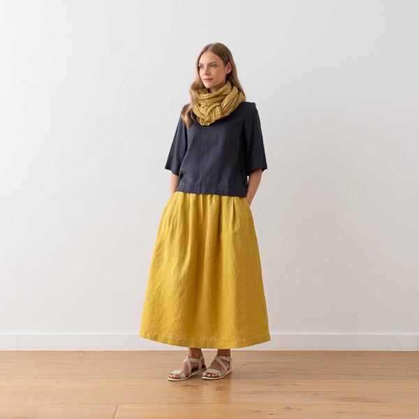 Linenme Long Linen Skirt Antique Gold Tokyo