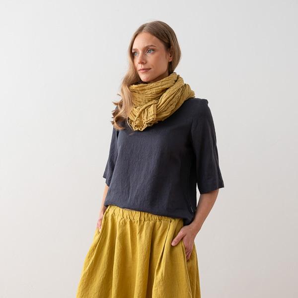 Linenme Long Linen Skirt Antique Gold Tokyo