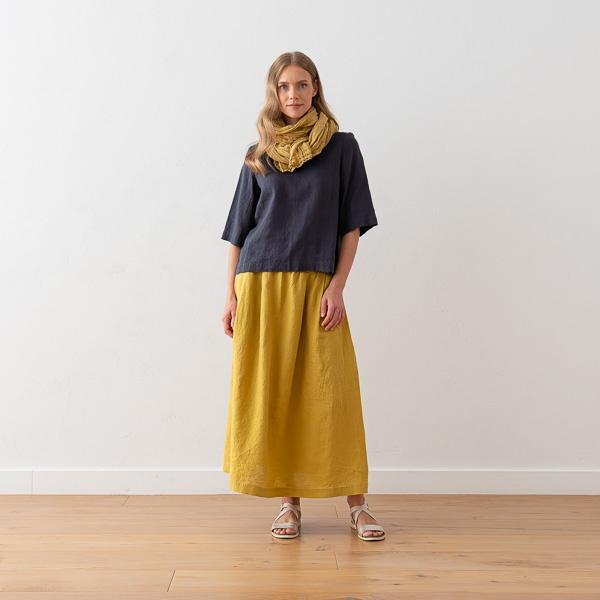 linenme Long Linen Skirt Antique Gold Tokyo