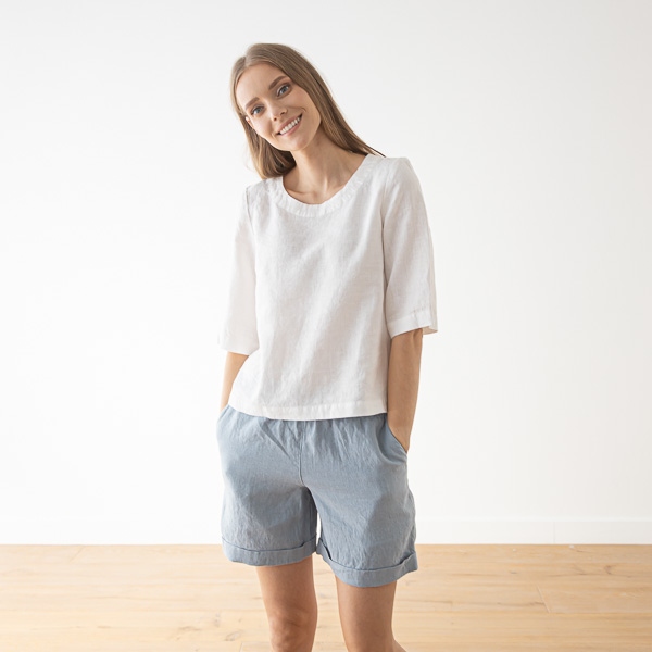 Linenme Loose Linen Blouse Anthracite Nora