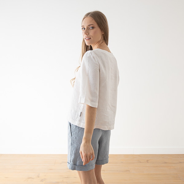 Linenme Loose Linen Blouse Anthracite Nora