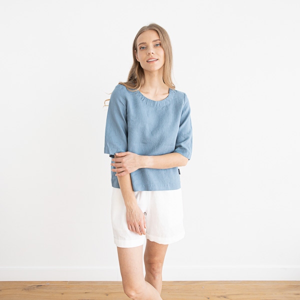 Linenme Loose Linen Blouse Anthracite Nora