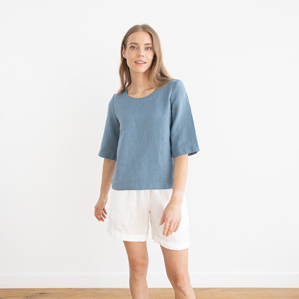 Linenme Loose Linen Blouse Anthracite Nora
