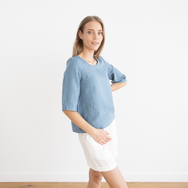 Linenme Loose Linen Blouse Anthracite Nora