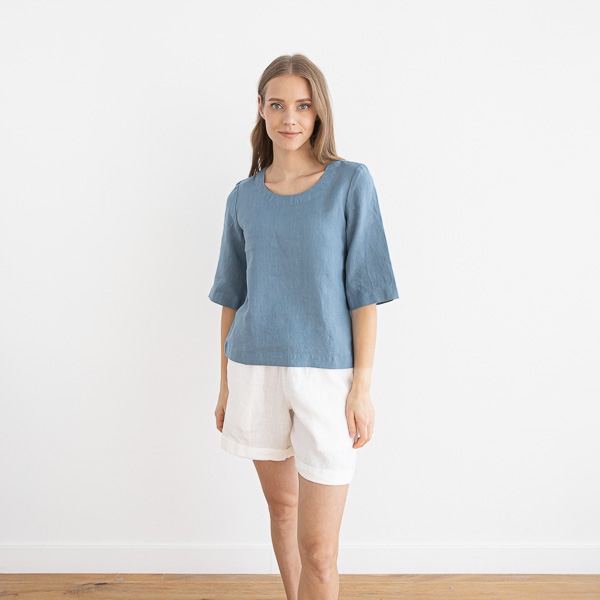 linenme Loose Linen Blouse Anthracite Nora