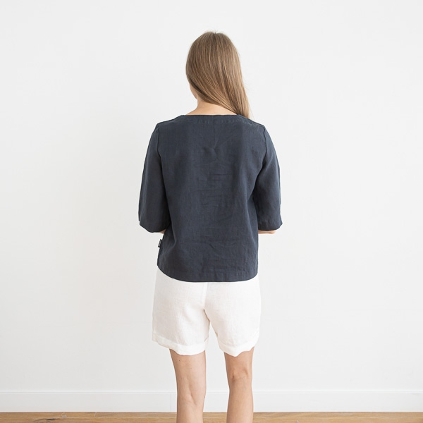 Linenme Loose Linen Blouse Anthracite Nora
