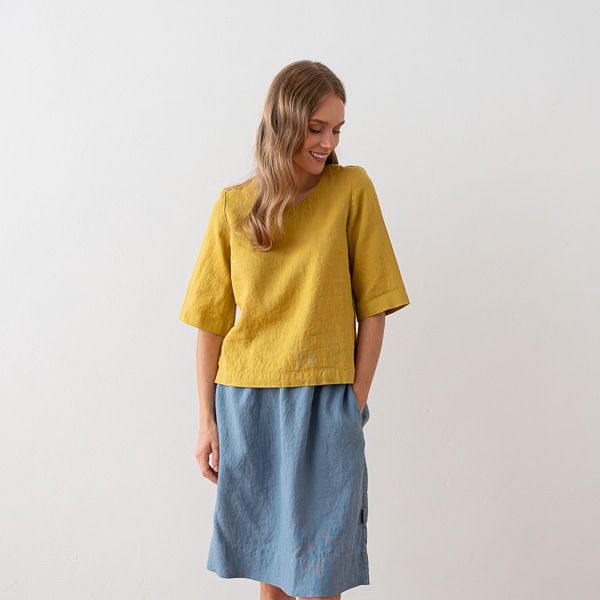 Linenme Loose Linen Blouse Anthracite Nora