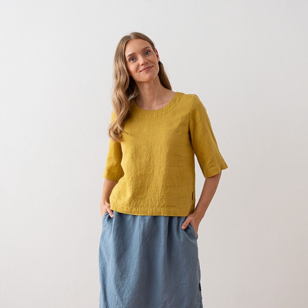linenme Loose Linen Blouse Anthracite Nora