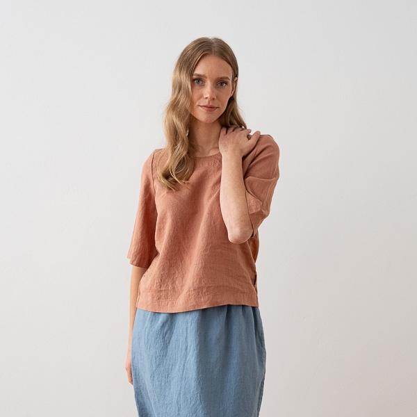 Linenme Loose Linen Blouse Anthracite Nora