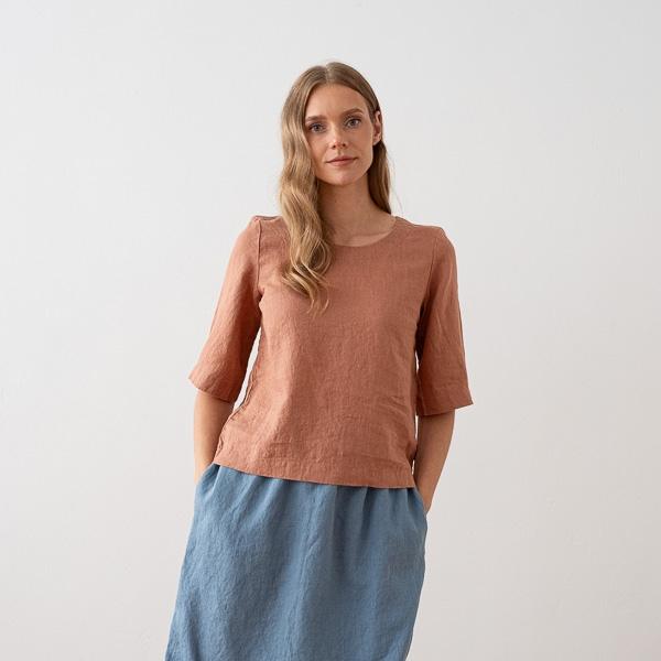 Linenme Loose Linen Blouse Anthracite Nora