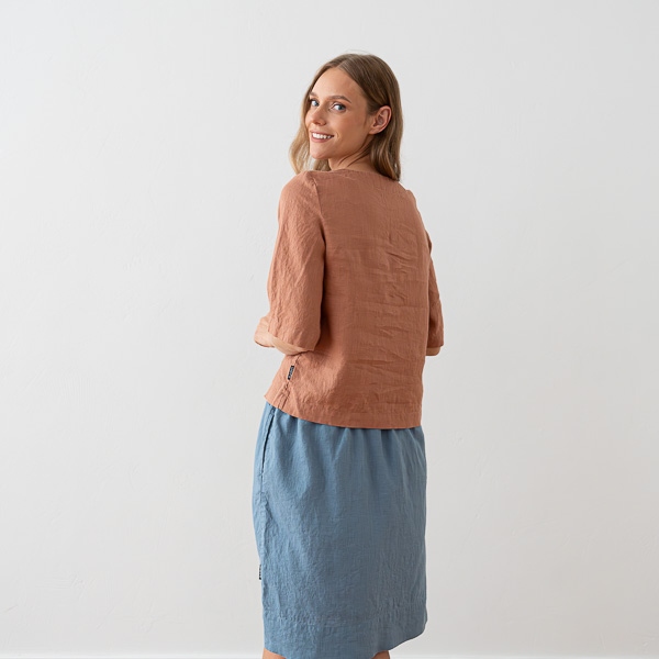 Linenme Loose Linen Blouse Anthracite Nora