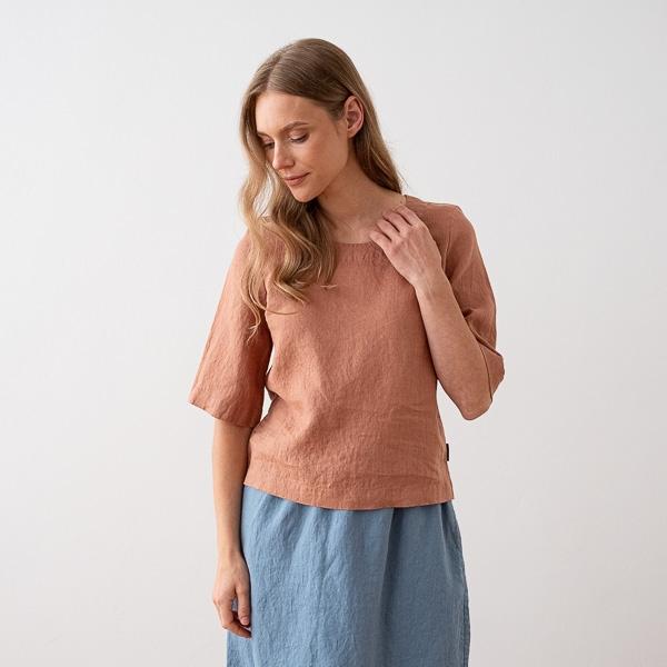linenme Loose Linen Blouse Anthracite Nora