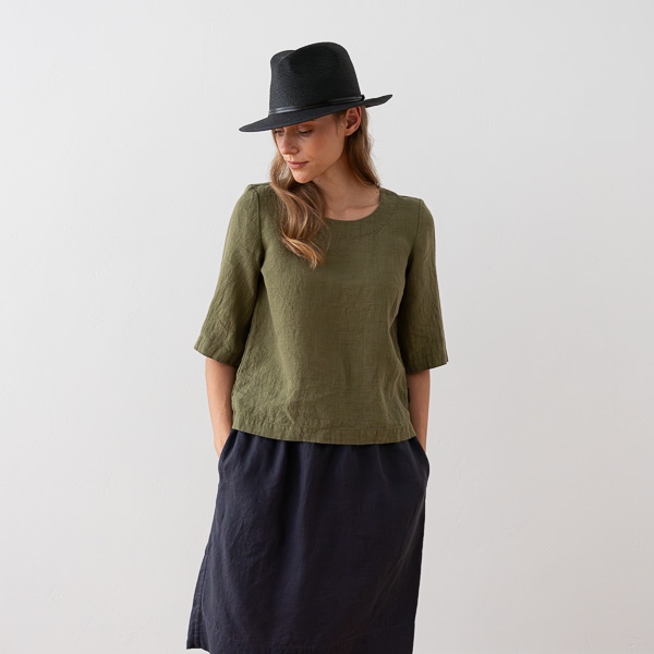 Linenme Loose Linen Blouse Anthracite Nora
