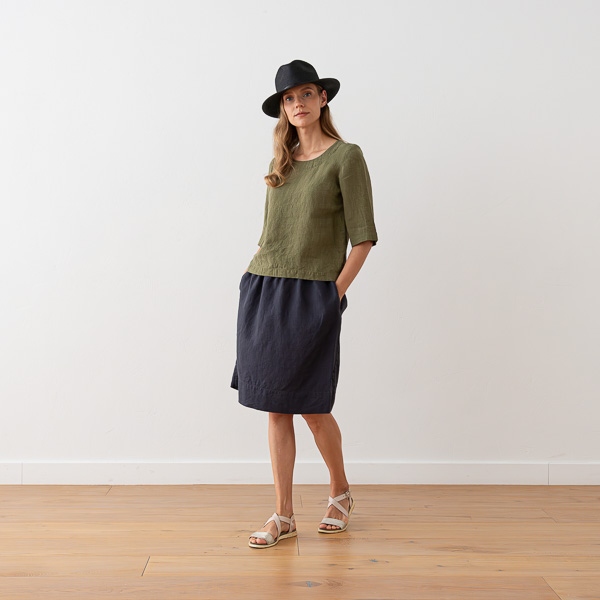 Linenme Loose Linen Blouse Anthracite Nora