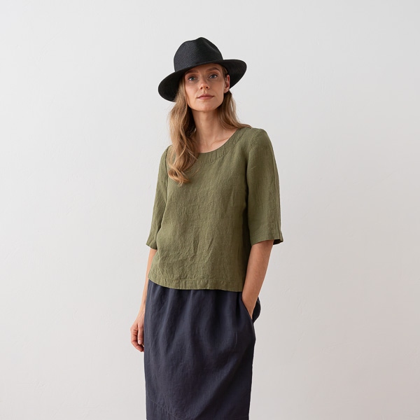 Linenme Loose Linen Blouse Anthracite Nora