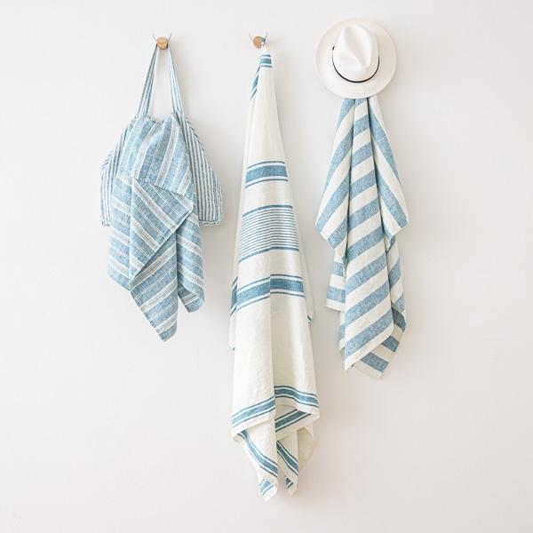 Linenme Marine Blue Linen Beach Bag Philippe