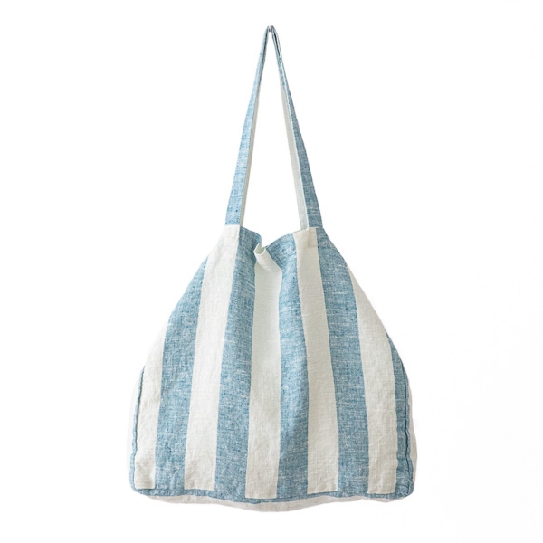 Linenme Marine Blue Linen Beach Bag Philippe