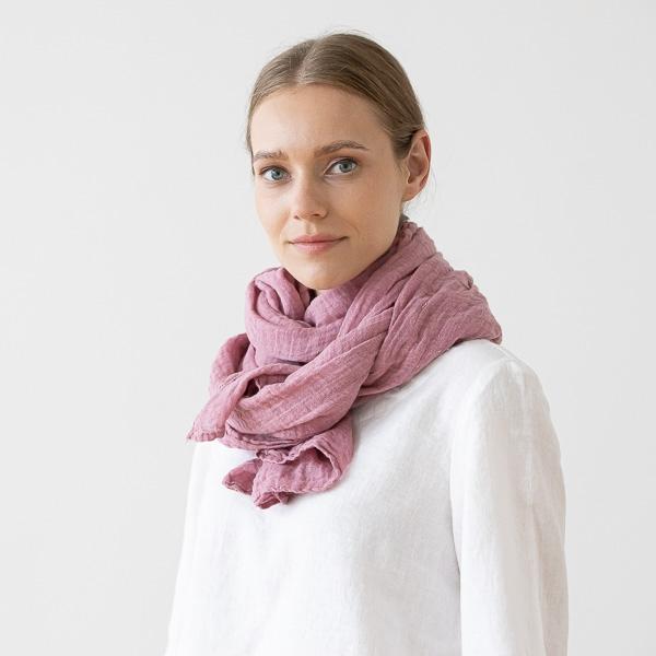 Linenme Mauve Linen Summer Scarf Garza