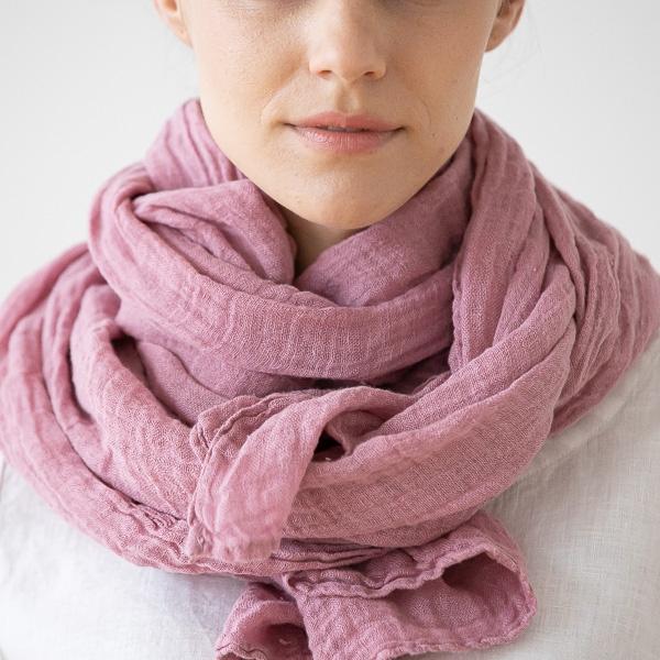 Linenme Mauve Linen Summer Scarf Garza