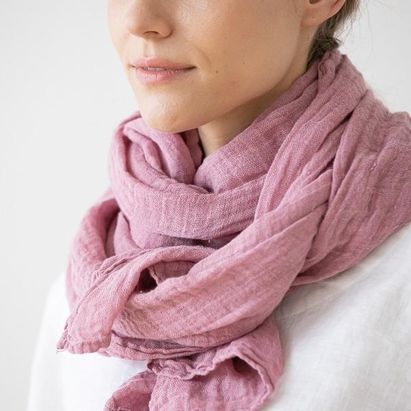 Linenme Mauve Linen Summer Scarf Garza